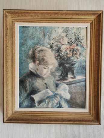 Tableau toile "jeune femme cousant" d'Auguste Renoir - reproduction